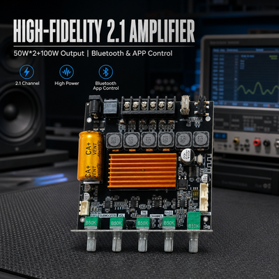 CA-TB21H 2.1 canaux TPA3116 carte d'amplificateur Bluetooth 50W + 50W + 100W module d'amplificateur audio avec contrôle APP