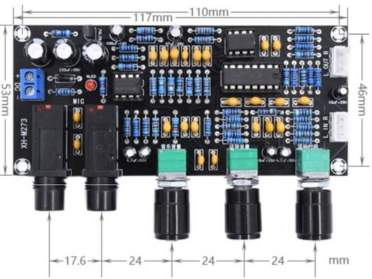PT2399 NE5532 carte d'amplificateur de microphone avec tension de travail DC12-24V pour amplification audio stéréo