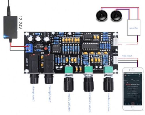 PT2399 NE5532 carte d'amplificateur de microphone avec tension de travail DC12-24V pour amplification audio stéréo