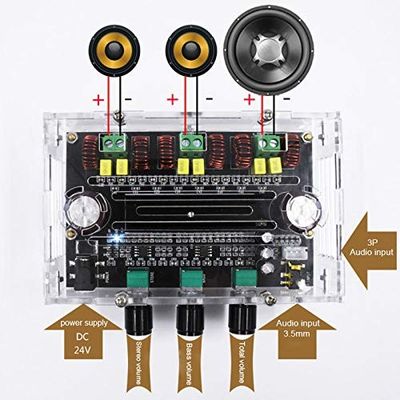 Module d'amplificateur audio 3 canaux DC 6-100V avec puissance de sortie 80W*2+100W pour systèmes audio professionnels