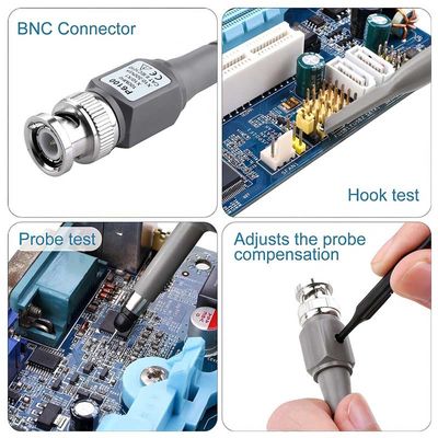 P6100 BNC Tester Outil Oscilloscope Kit de la sonde 100MHz 1X 10X Clip 2 pièces