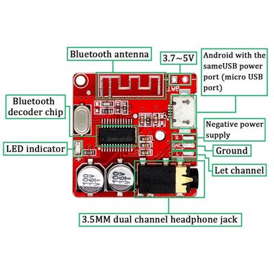CA-6965 Module de récepteur audio Bluetooth Universal Micro USB 5V MP3 carte de décodeur BT