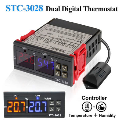Contrôleur de température et d'humidité STC-3028 AC 220V DC 12V-24V, dispositif de surveillance à double puissance
