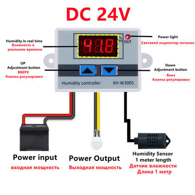 Contrôleur d'humidité numérique XH-W3005 DC 12V-220V 10A, système de surveillance de la plage RH 0-99