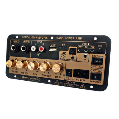 Plaque d'amplificateur de sortie de puissance D50 100W avec entrée audio optique et sons bas et élevés réglables Bluetooth AMP