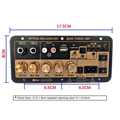 Plaque d'amplificateur de sortie de puissance D50 100W avec entrée audio optique et sons bas et élevés réglables Bluetooth AMP
