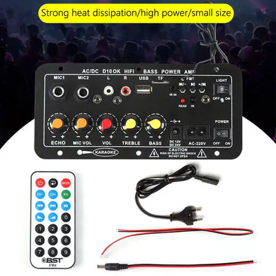 Tableau d'amplificateur de puissance numérique D10 avec puissance de sortie de 30 à 120 W Bluetooth 5.0 et double entrée de microphone pour subwoofer et karaoké