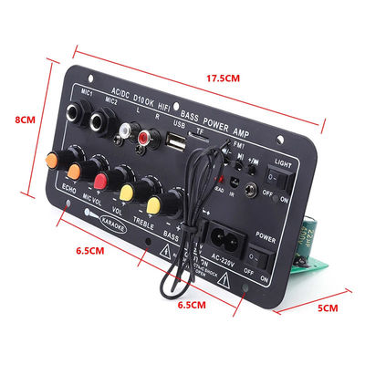 Tableau d'amplificateur de puissance numérique D10 avec puissance de sortie de 30 à 120 W Bluetooth 5.0 et double entrée de microphone pour subwoofer et karaoké