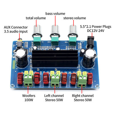 Carte amplificateur de puissance numérique CA-3166B DC12-24V 50Wx2 + 100W avec module audio Bluetooth 5.0 classe D
