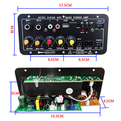 Une carte audio d'amplificateur D10 BT avec une puissance maximale de 200 W Bluetooth 5.0 et une double entrée de microphone pour karaoké