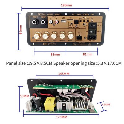 Planche d'amplificateur mono BT de 100 W avec 2.0 canaux pour audio domestique et automobile