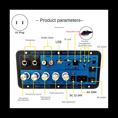 Plaque d'amplificateur de subwoofer D60 50W avec Bluetooth et entrée audio optique pour une puissance de 12V/24V/220V