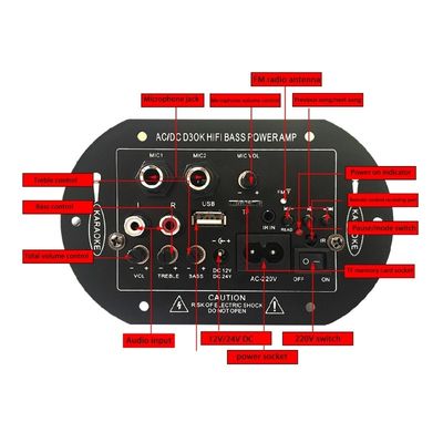 D3OK HIFI Bass Power Home Amplifier Board avec 2 canaux Bluetooth 4.2 et 12V 24V 220V Amplificateur audio