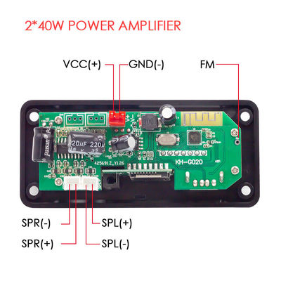 FLAC prise en charge carte mère audio Bluetooth de voiture haute puissance 2 * 40W avec Bluetooth 5.0 pour le décodage de musique sans perte