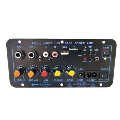 D20 200W BT 5.0 Amplificateur Amplificateur stéréo de voiture avec support double microphone et subwoofer