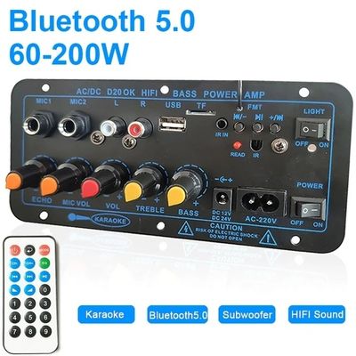 D20 200W BT 5.0 Amplificateur Amplificateur stéréo de voiture avec support double microphone et subwoofer