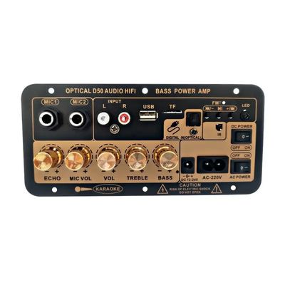 Plaque d'amplificateur D50 avec audio optique BT AMP USB FM Radio TF Player Noir Pour la voiture à la maison
