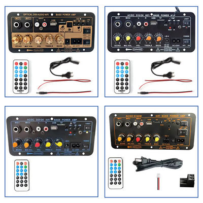 Plaque d'amplificateur D50 avec audio optique BT AMP USB FM Radio TF Player Noir Pour la voiture à la maison