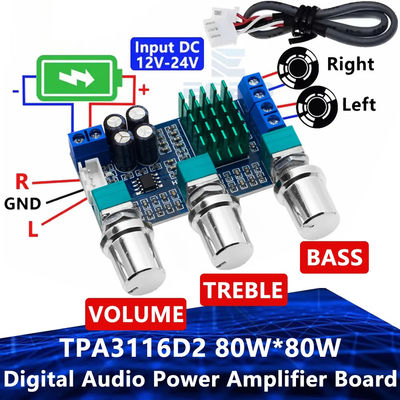Module TPA3116D2 d'amplificateur audio numérique à double canal de 80 W x 2 avec une efficacité élevée > 90%