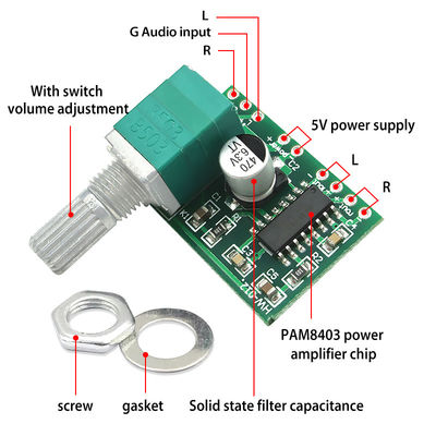 Plaque audio PAM8403 avec module d'amplificateur numérique USB à puissance 5V de 2*3W pour un son haute fidélité