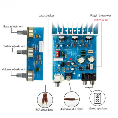 TDA2030 Subwoofer Power Amplifier Board 2.1CH 15W*2 30W Amplificateur audio stéréo avec double alimentation en courant alternatif 12V