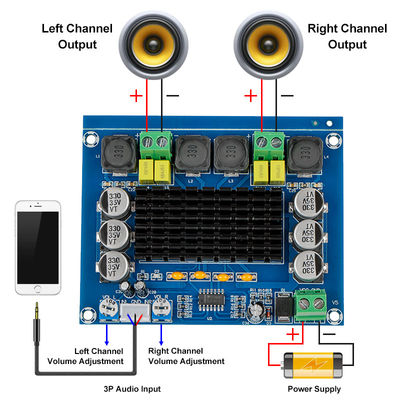Tableau d'amplificateur audio numérique à double canal de 120 W TPA3116D2 pour DC 12V-24V
