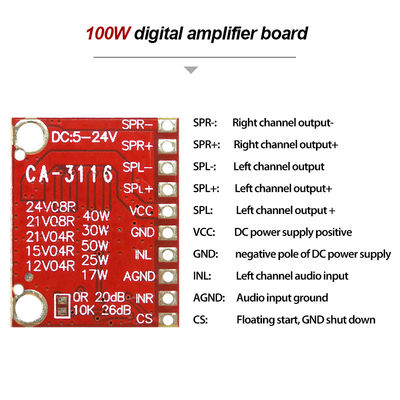 TPA3116D2 carte d'amplificateur de puissance numérique 50W double canal avec DC 5-24V et modulation PWM de classe D