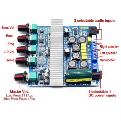 TPA3116D2 carte d'amplificateur de puissance numérique avec subwoofer BT 5.0 de 100 W et sortie 2 * 50 W + 100 W