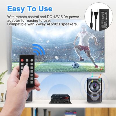 Amplificateur de puissance AK-380 400W avec Bluetooth 5.0 et 2.0 CH HiFi Stéréo pour audio à domicile