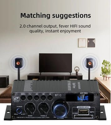 Amplificateur audio Bluetooth v5.0 2.0 canaux AK-380 avec puissance de sortie 100-300W pour cinéma maison