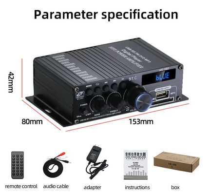 Amplificateur audio Bluetooth v5.0 2.0 canaux AK-380 avec puissance de sortie 100-300W pour cinéma maison