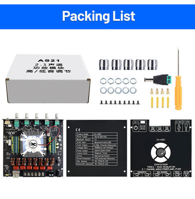 Module de carte d'amplificateur de puissance numérique ZK-AS21 2.1 canaux 220W * 2 + 350W Subwoofer haute basse tonalité TPA3255 BT Home Audio AS21