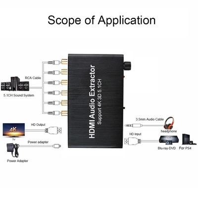 Extracteur audio HDMI 5.1 canaux avec prise en charge Dolby AC-3/DTS et résolution 3840 x 2160 à 30 Hz pour DVD PS4