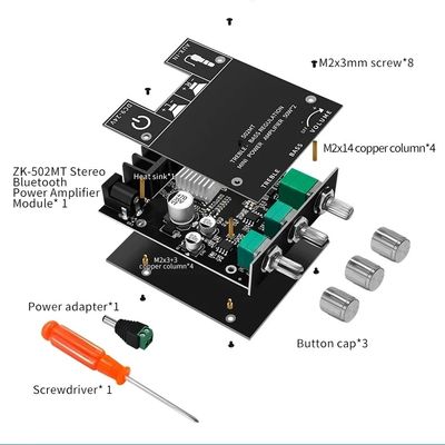 ZK-502MT 5.0 Subwoofer Amplifier Board 50W*2 2.0 Channel Amplificateurs audio stéréo haute puissance