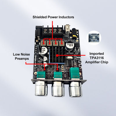 TPA3116D2 Subwoofer Audio Amplifier Module ZK-502T 2-Channel Audio Stereo Board avec 2 * 50W AMP basse et communication AUX