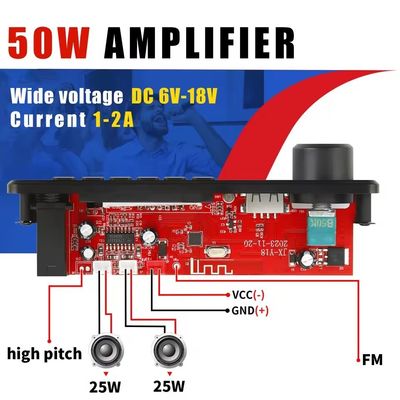 Amplificateur de puissance de 2*25W avec carte de décodage MP3 et batterie de 20 heures
