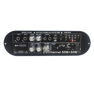 D1200 2.0 Channel 50W+50W BT Digital Amplifier Board 12V Rechargeable pour une utilisation DJ à domicile