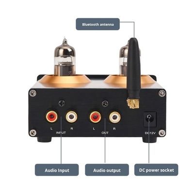 Préamplificateur de tube HIFI audiophile 6J5 QCC3034 pour BT 5.1 Amplificateur domestique sans fil avec préamplificateur à réglage de basse et de treble