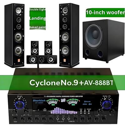 Ensemble : Système Home Cinéma 7.1 canaux AV-888BT avec amplificateur et enceintes Cyclone No.9 avec caisson de basses 10 pouces
