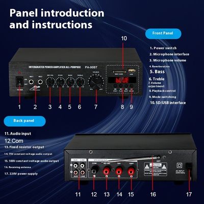 PA-90BT Amplificateur Audio Professionnel 120W Sans Fil BT Haut-Parleur de Plafond Domestique Haute Puissance Diffusion Publique Tension Constante Métal