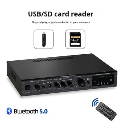 5.1CH 120W*2+25W*3 Amplificateur de puissance HIFI avec entrée coaxiale optique, BT 5.0Super Bass, pour une soirée Karaoké à domicile.