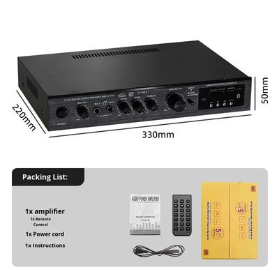 5.1CH 120W*2+25W*3 Amplificateur de puissance HIFI avec entrée coaxiale optique, BT 5.0Super Bass, pour une soirée Karaoké à domicile.