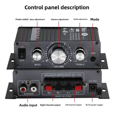 BT-888 Mini Amplificateur domestique 12V 20W+20W BT sans fil petit métal, vente chaude pour le commerce extérieur transfrontalier