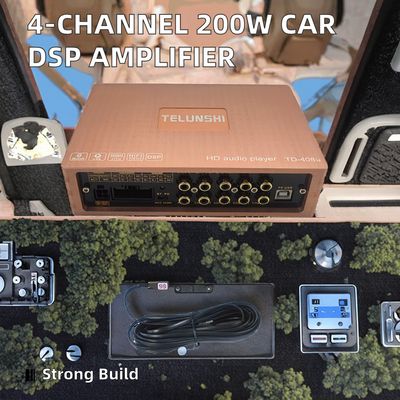 Amplificateur de voiture 4 canaux DSP Classe AB 4*50W très populaire, avec filtres et amplificateur de subwoofer, alimentation automatique (sans panneau de contrôle)
