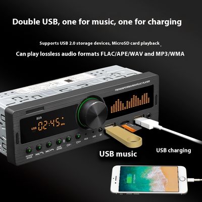 Créatall Nouveau lecteur MP3 de voiture avec le lecteur flash USB BT sans fil Radio FM mains libres Compatible avec les cartes MP3 et TF