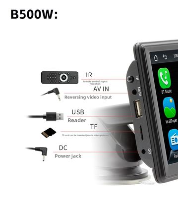 Créatall 7 pouces Portable sans fil CarPlay MP5 Lecteur pour Bluetooth Nouveau déverrouillage de carte multimédia transfrontalière