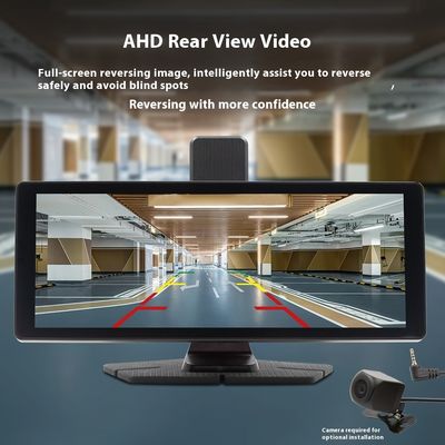 Creatall Portable 10,26 pouces à double enregistrement Dash Cam 2 lentilles Enregistreur vidéo avant arrière pour CarPlay Navigation Voiture transfrontalière