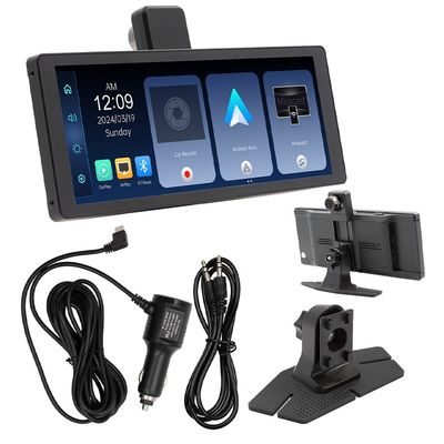 Creatall Portable 10,26 pouces à double enregistrement Dash Cam 2 lentilles Enregistreur vidéo avant arrière pour CarPlay Navigation Voiture transfrontalière