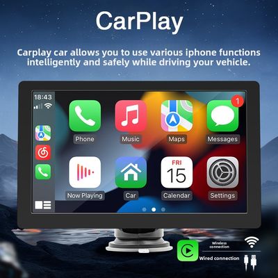 Créatall 9 pouces Portable MP5 High-Definition Player Grand écran Affichage câblé / sans fil Carplay pour le tableau de bord Bluetooth 1 an