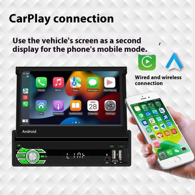 Creatall Tout-en-un 7 pouces Android Auto GPS Navigation Écran rétractable HD Rétroviseur sans fil CarPlay pour usage automobile
